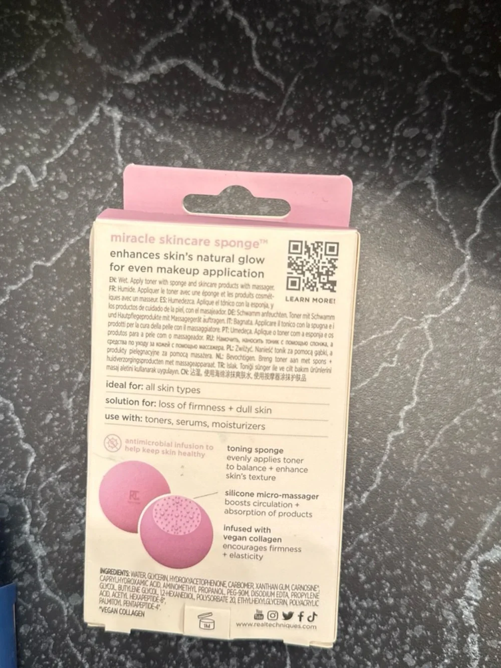 Real Techniques Pink Miracle Skincare Sponge - Facial Prep Tool